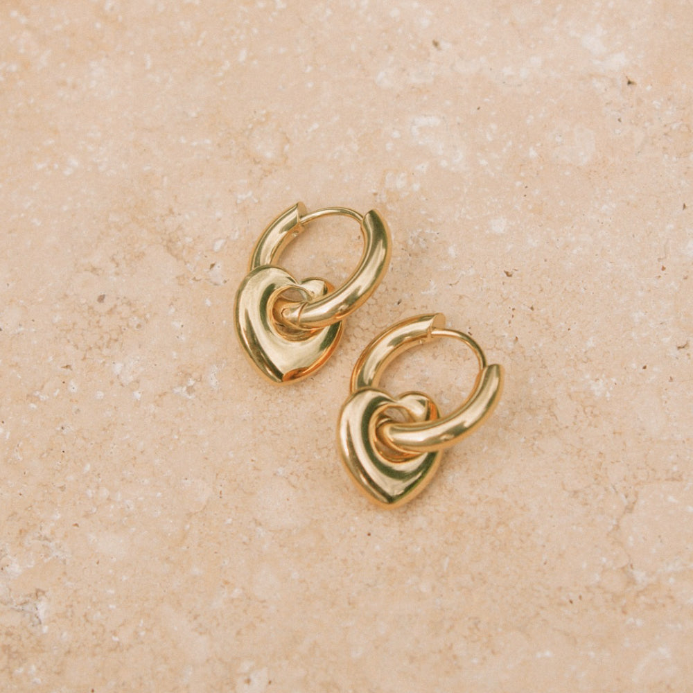 Agape Heart Earrings (Gold) - 18k Gold-plated