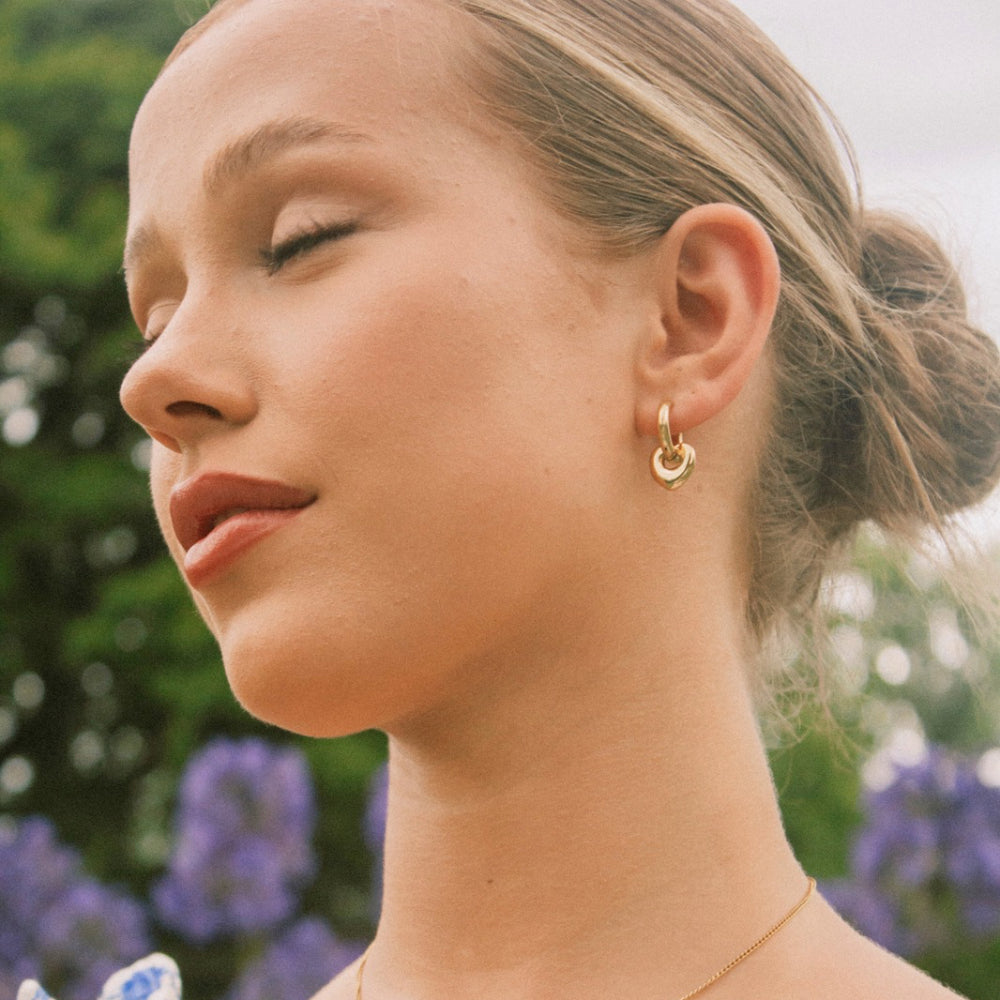 Agape Heart Earrings (Gold) - 18k Gold-plated