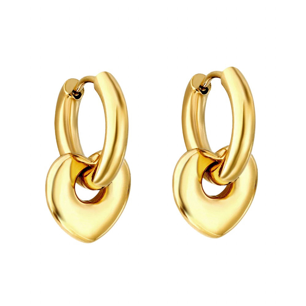 Agape Heart Earrings (Gold) - 18k Gold-plated
