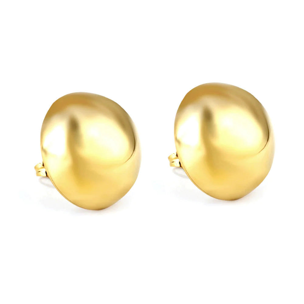 Adah Round Dome Earrings - 18k Gold-plated