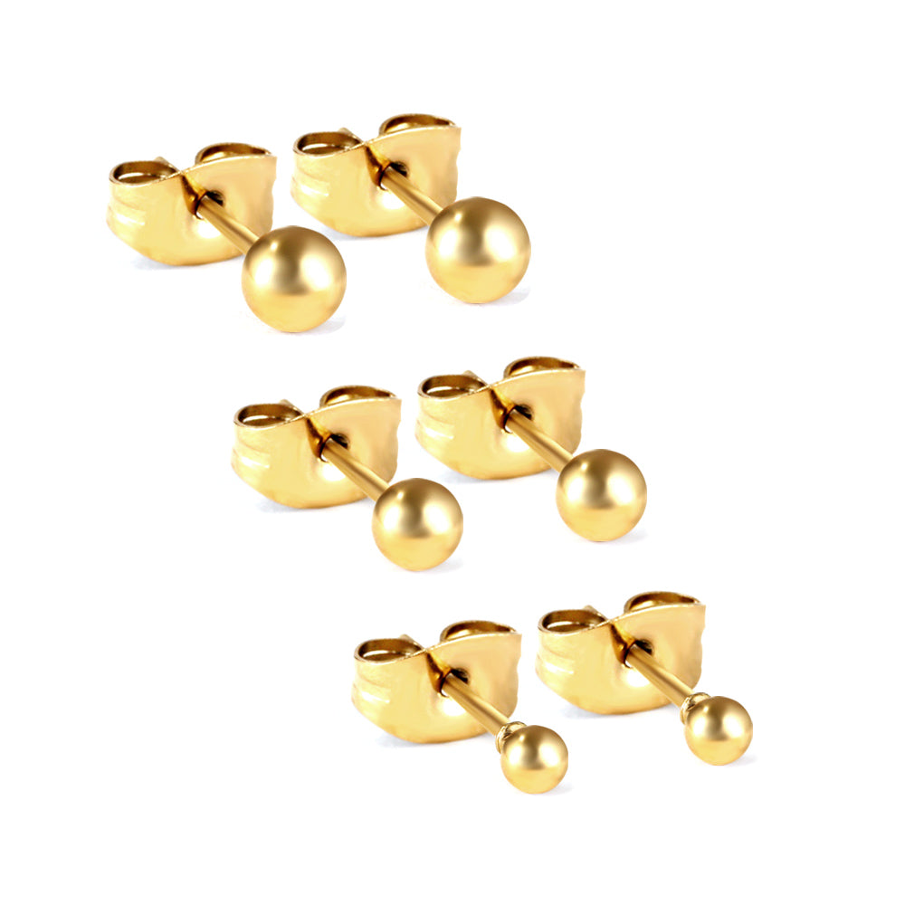 Susanna Small Classic Round Stud Earrings Trio - 18k Gold-plated