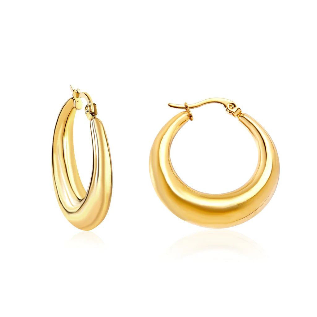 Zarah Round Classic Hoop Earrings - 18k Gold-plated