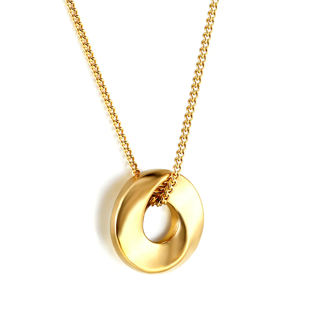 Claudia Circle Pendant Necklace - 18k Gold-plated