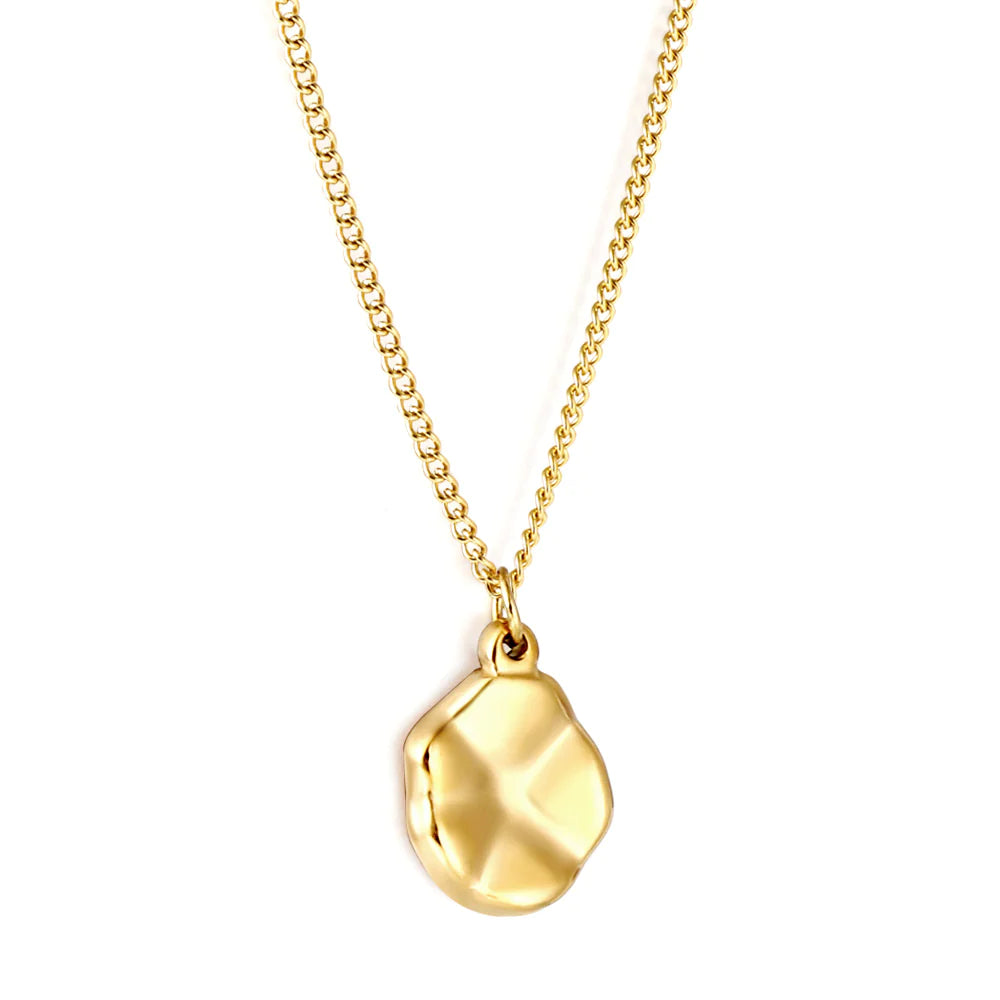 Leah Organic Dented Texture Teardrop Pendant Necklace - 18k Gold-plated