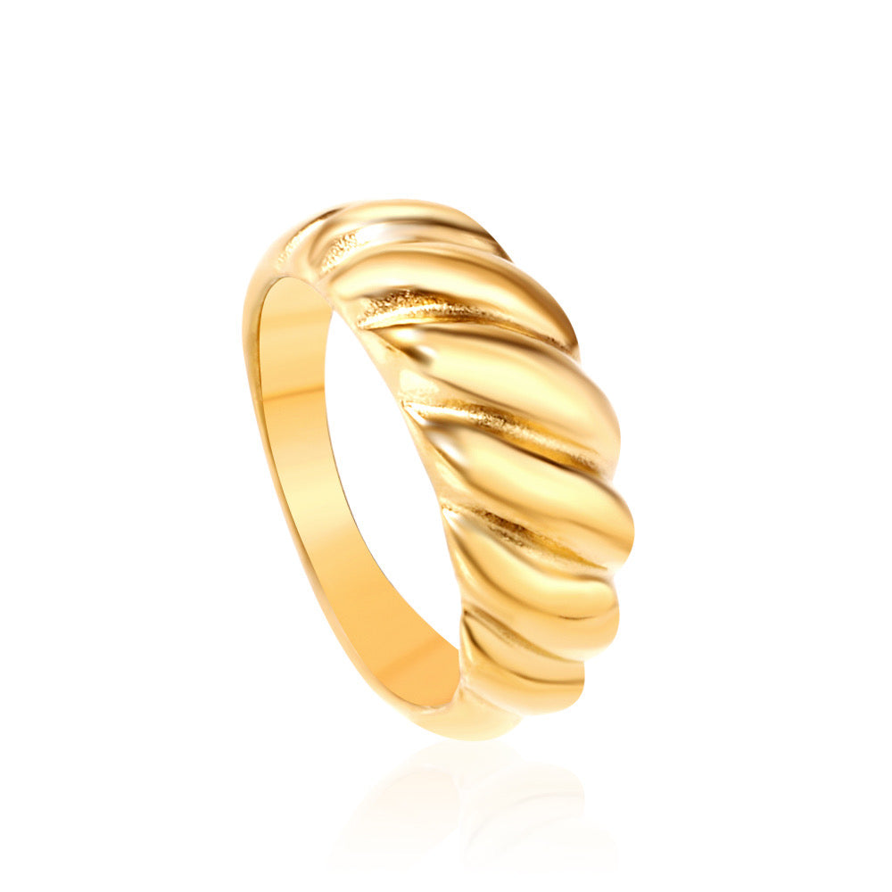 Anna Twist Croissant Dome Ring - 18k Gold-plated