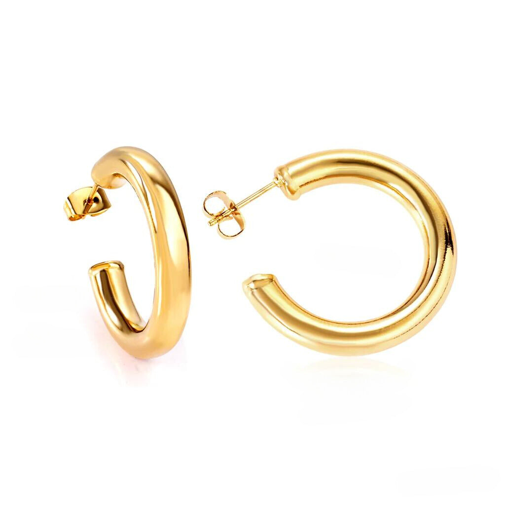Julia Large Classic Hoop Earrings - 18k Gold-plated