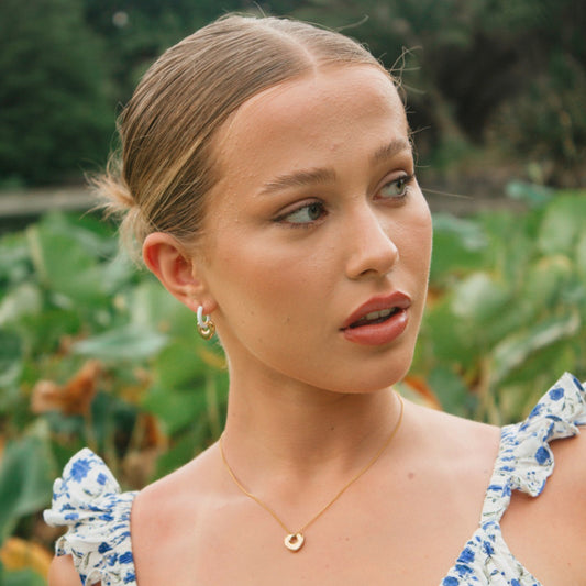 Agape Heart Earrings (White) - 18k Gold-plated
