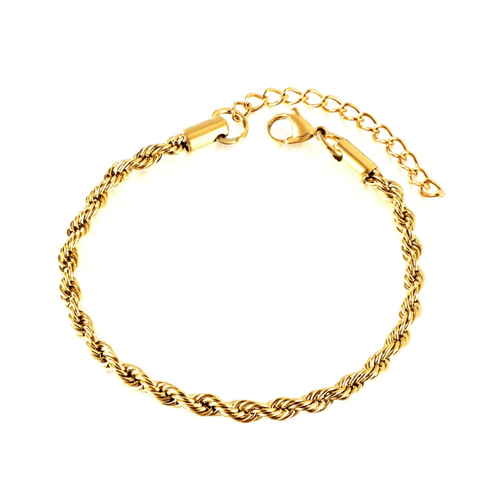 Hannah Twist Rope Bracelet (3mm) - 18k Gold-plated