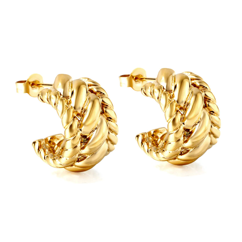 Victoria Twist Rope Vintage Hoop Earrings - 18k Gold-plated